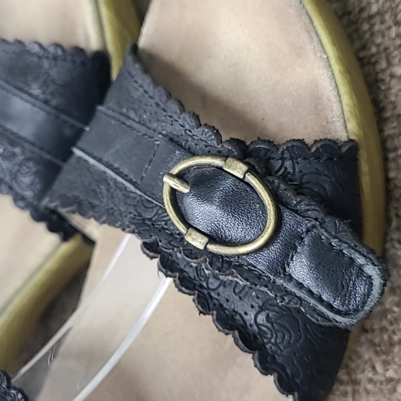 Alegria Bob Black Leather Strappy Healed Sandals sz 41 - Picture 3 of 12